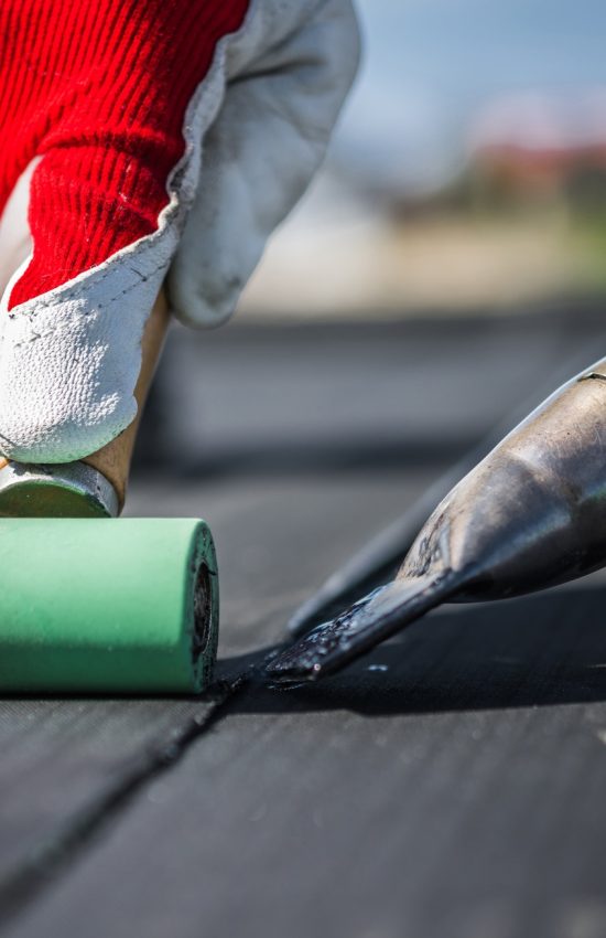 Attaching Pieces of EPDM Membrane Roofing Material Using Hot Air Blower Attaching Pieces of EPDM Membrane Roofing Material Using Hot Air Blower